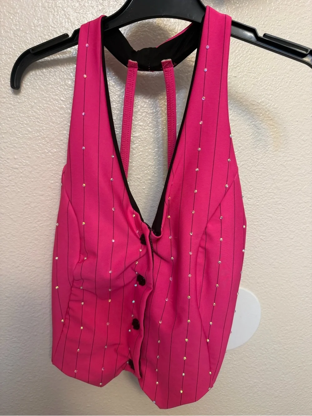Kelle dance costume 2 piece hot pink jazz rhinestoned ALL THAT PINK 4215 MA adlt - Picture 5 of 13